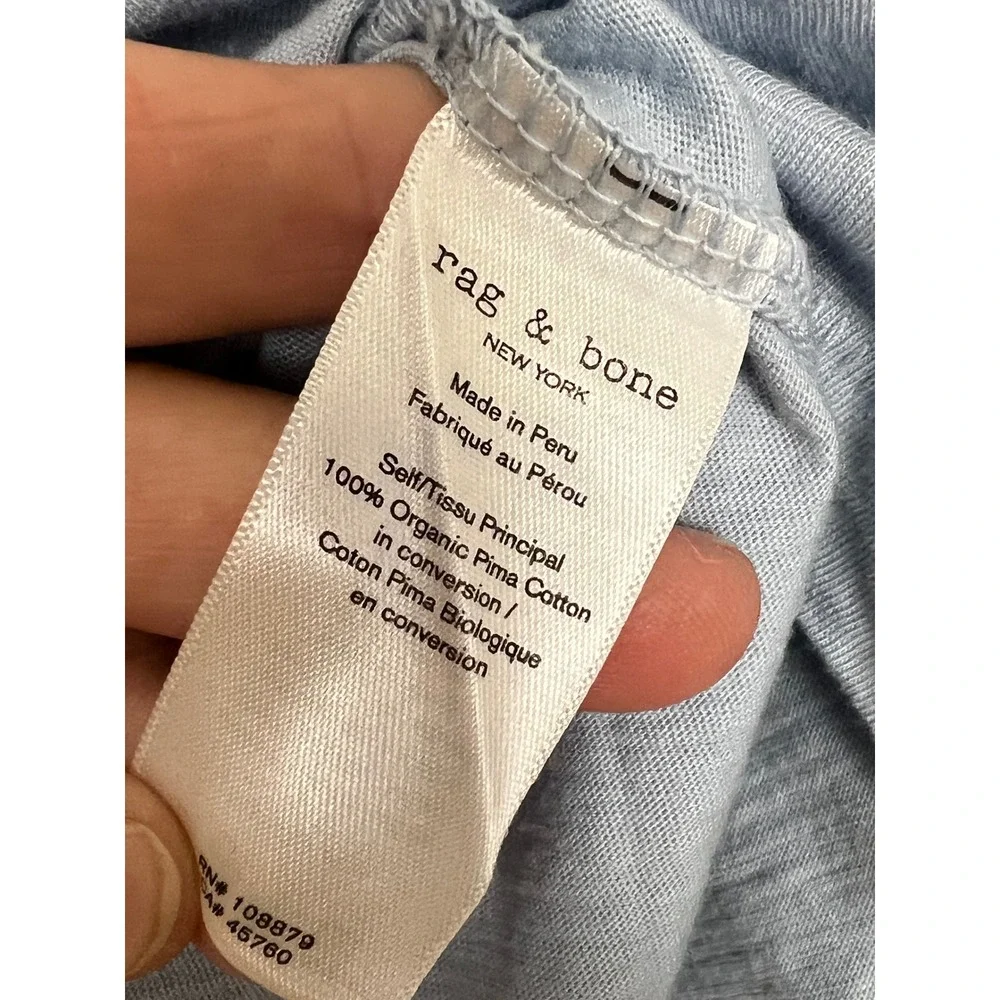 Rag & Bone New York Womens Blue Organic Pima Cotton Long Sleeve Tee Shirt Small - Picture 5 of 9